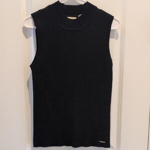 Elie Tahari Black Sleeveless Mock-Neck Knit Tank